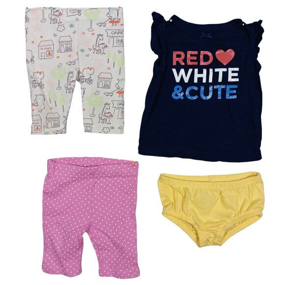 Baby Girl Bundle Size 3-6 Months 4 items 2 Leggings One Bloomers and One Top - Picture 1 of 8